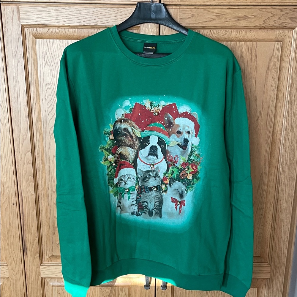 Fifth Sun Dogs Christmas Sweater with Bells size XL